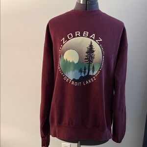 Blue 84 Burgundy Crewneck Sweater with Nature Graphic
